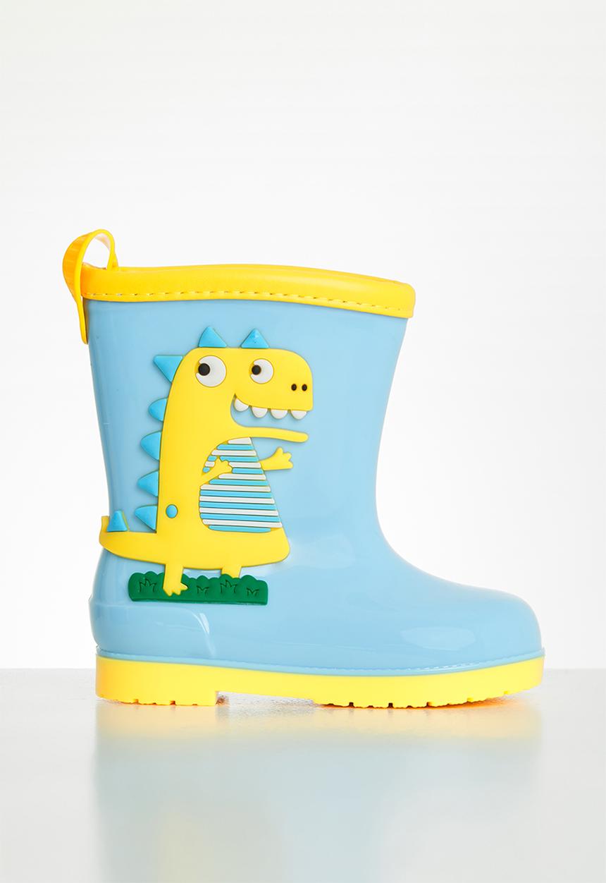 Pop Candy - Boys dino rain boots - blue & yellow