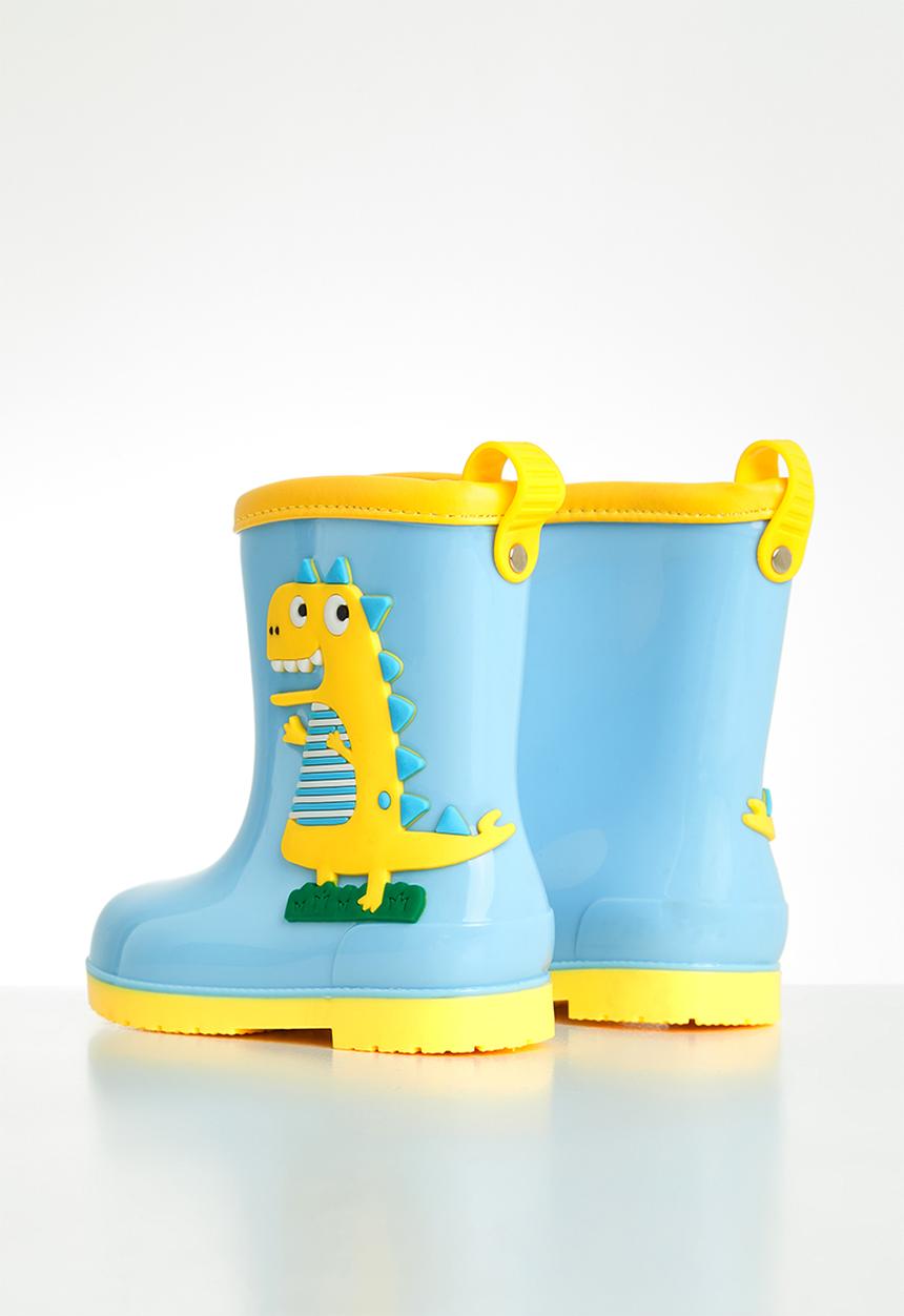 Pop Candy - Boys dino rain boots - blue & yellow