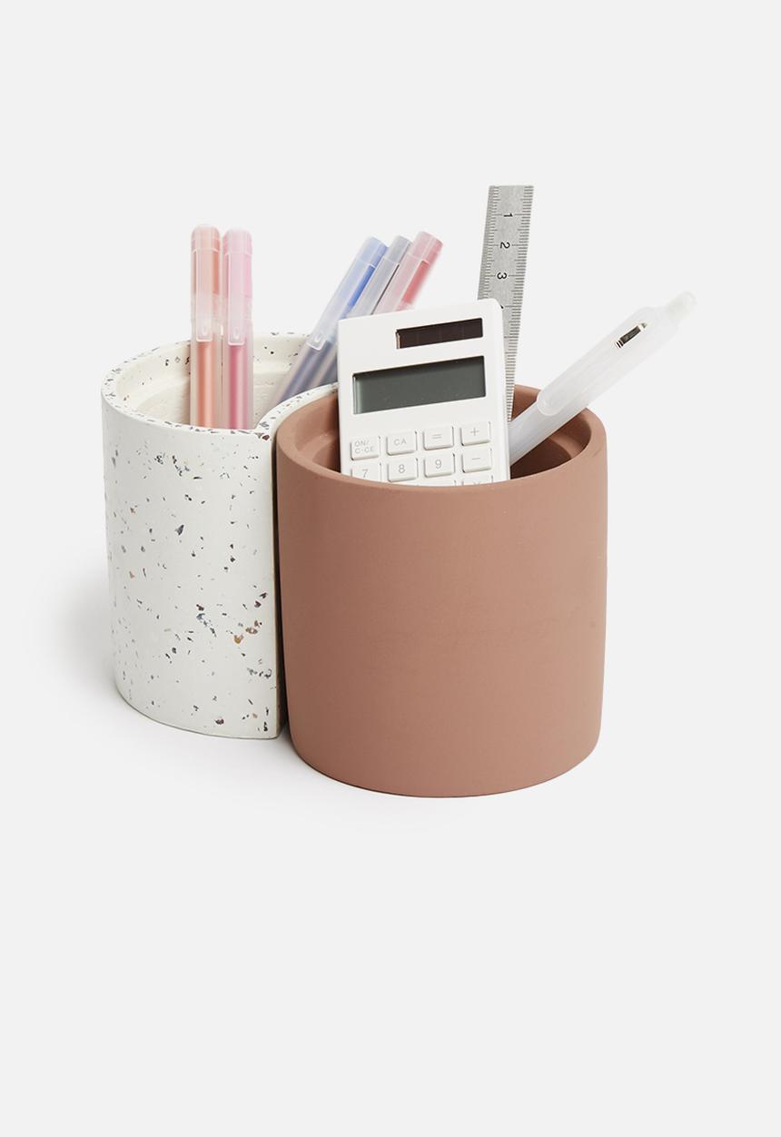 Sixth Floor - Arizona pen holder set of 2 - white/terracotta