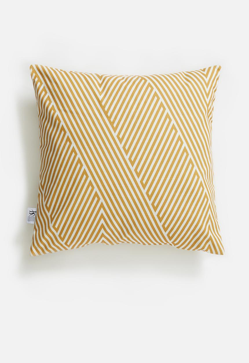 Sixth Floor - Mara cushion cover - mustard & white