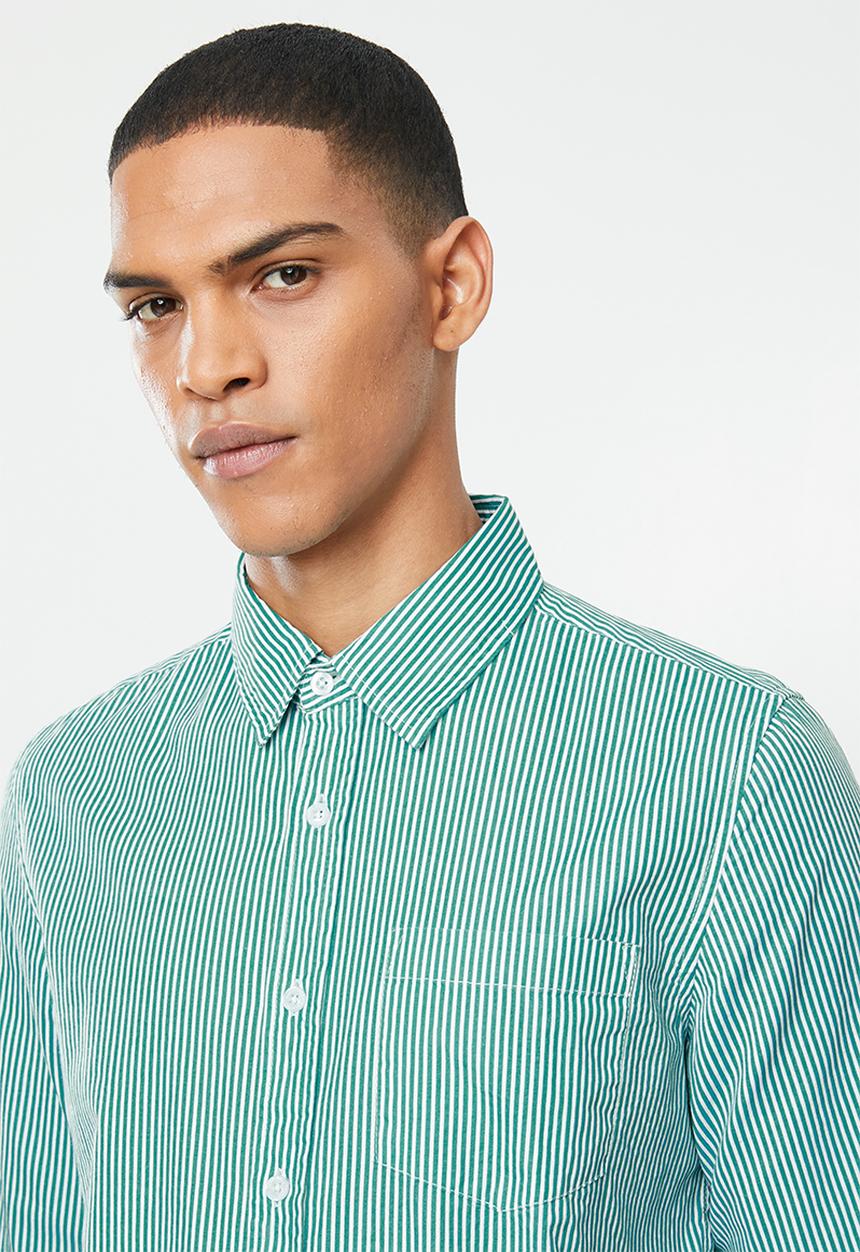 Brave Soul - Karmory shirt - green & white 