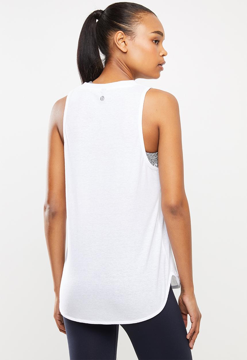 Cotton On - Active curve hem tank top 2pack - white & navy