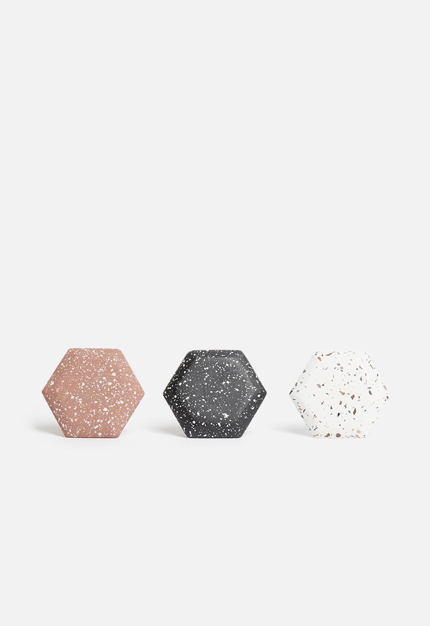 Sixth Floor - Terrazzo hexagon hooks set of 3 - multi