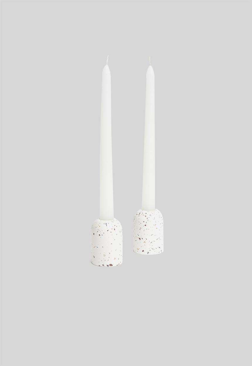 Sixth Floor - Terrazzo candle holder set of 2 - white terrazzo