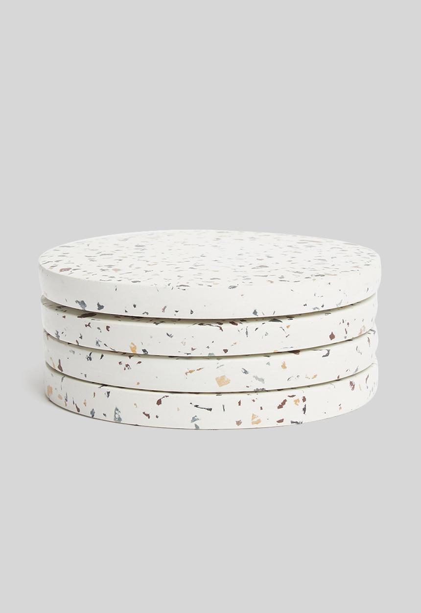 Sixth Floor - Coaster set of 4 - white terrazzo