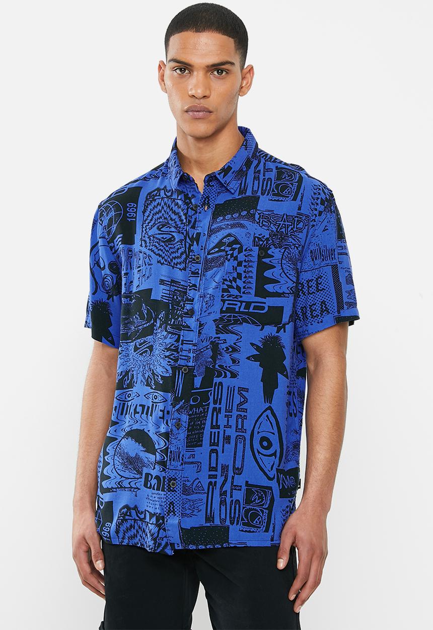 Quiksilver - Fluid geo short sleeve shirt - blue & black 