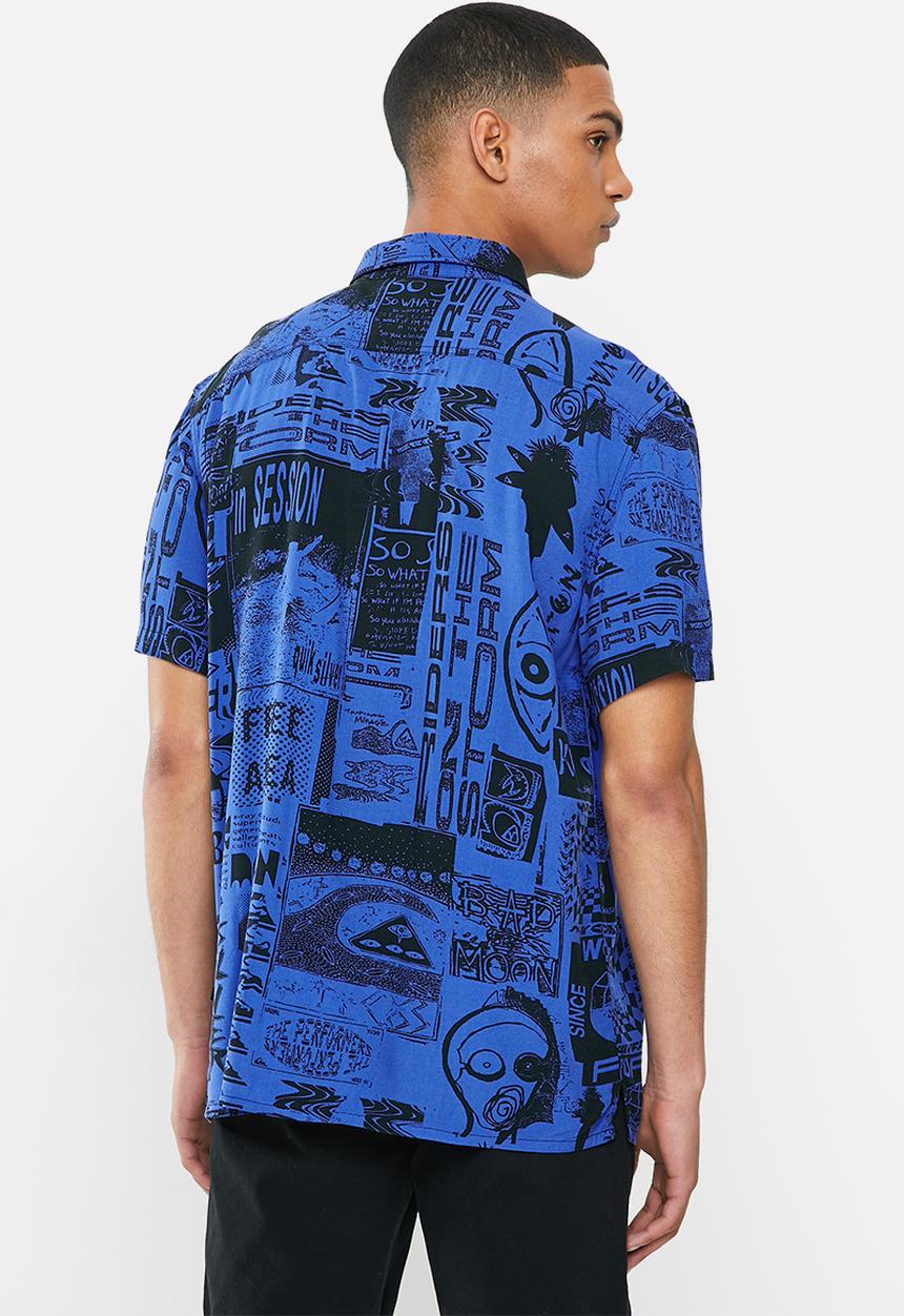 Quiksilver - Fluid geo short sleeve shirt - blue & black 