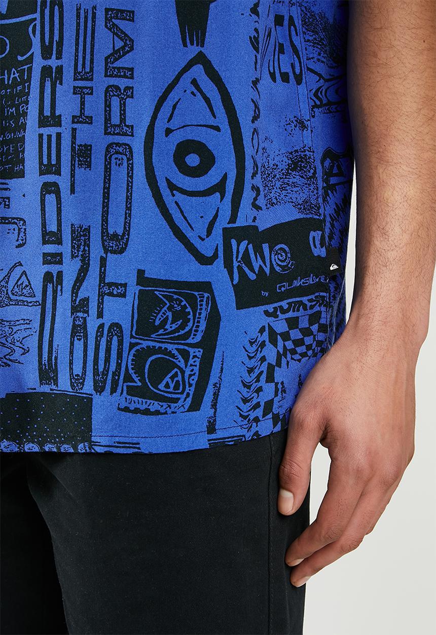 Quiksilver - Fluid geo short sleeve shirt - blue & black 