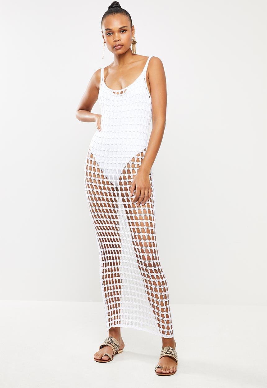 Missguided - Crochet maxi dress - white