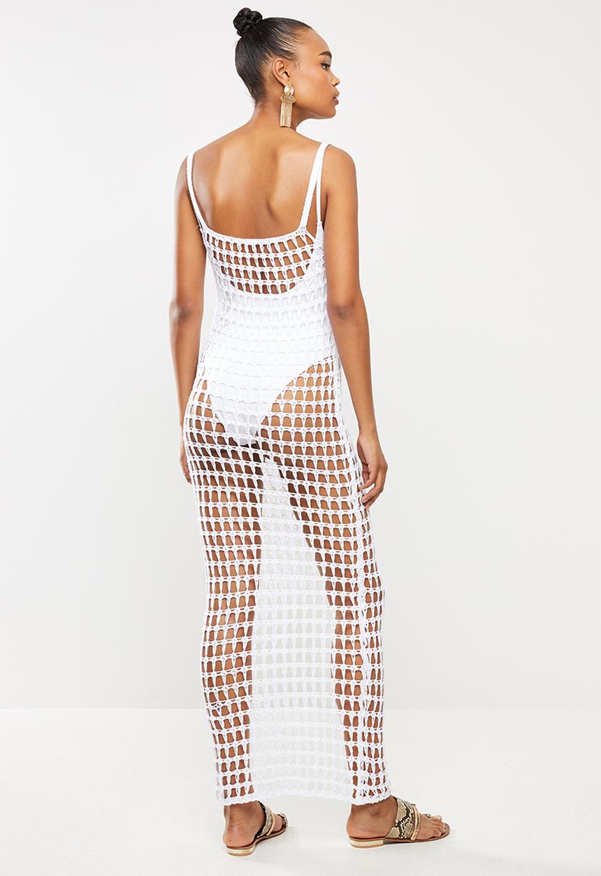 Missguided - Crochet maxi dress - white