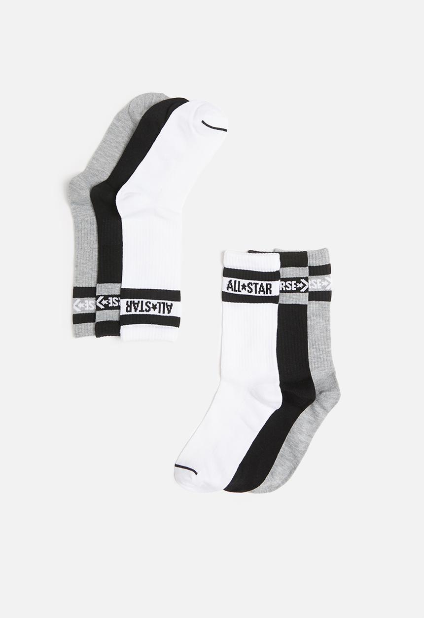 Converse - Converse 3 pack basic word mark crew - grey