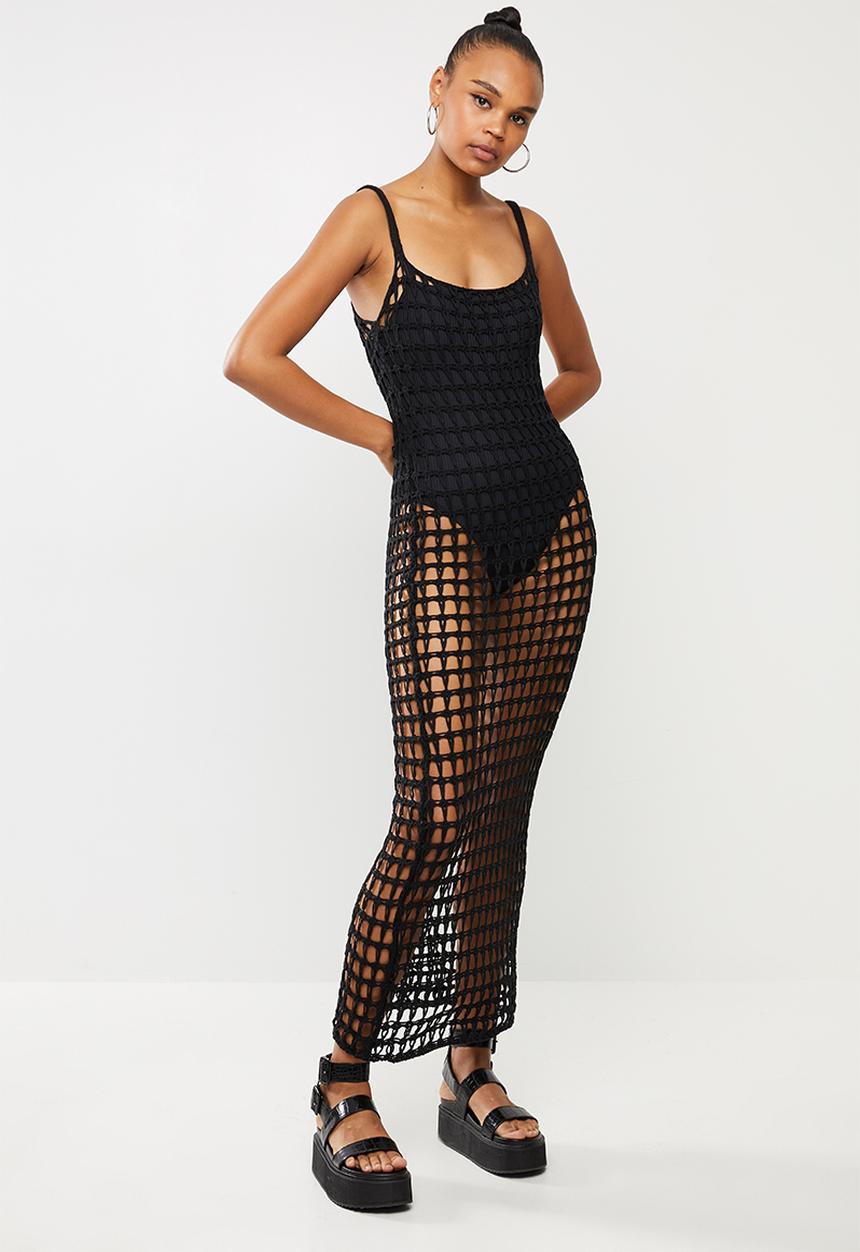 Missguided - Crochet maxi dress - black