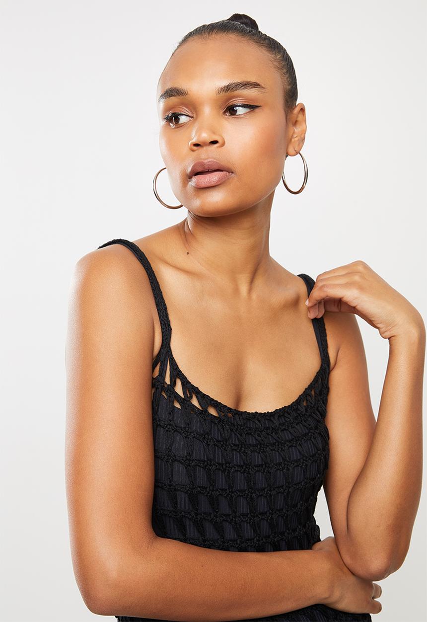 Missguided - Crochet maxi dress - black