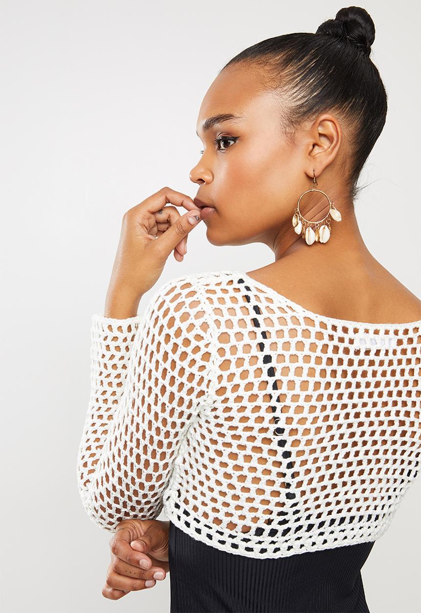 Missguided - Crochet jumper - white