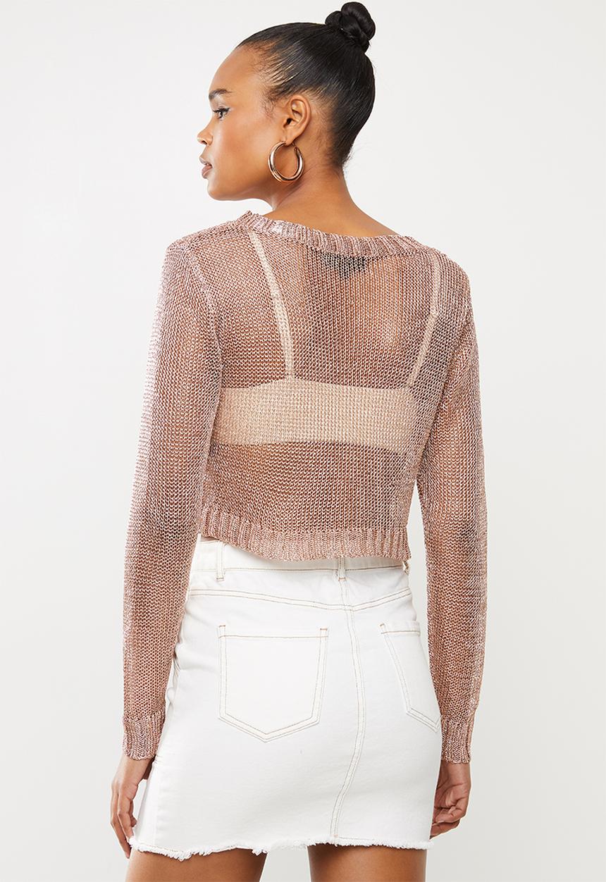 Missguided - Metallic crop jumper - rose gold