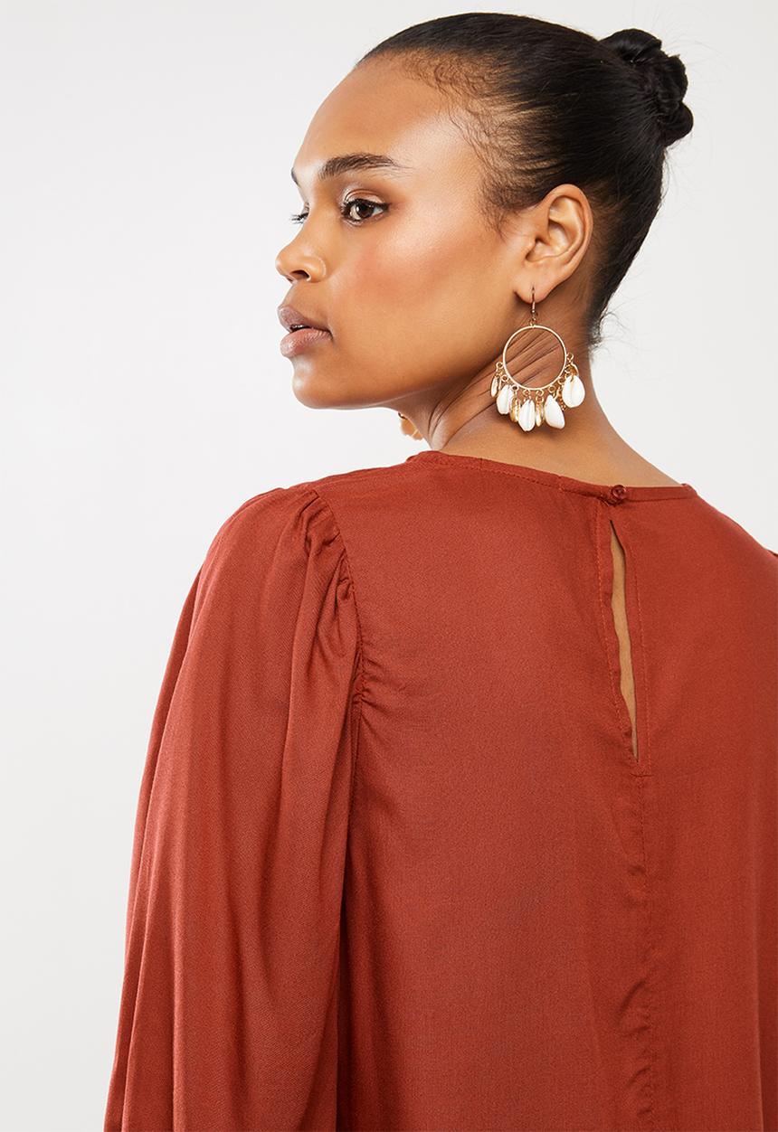 MILLA - Balloon sleeve blouse - rust
