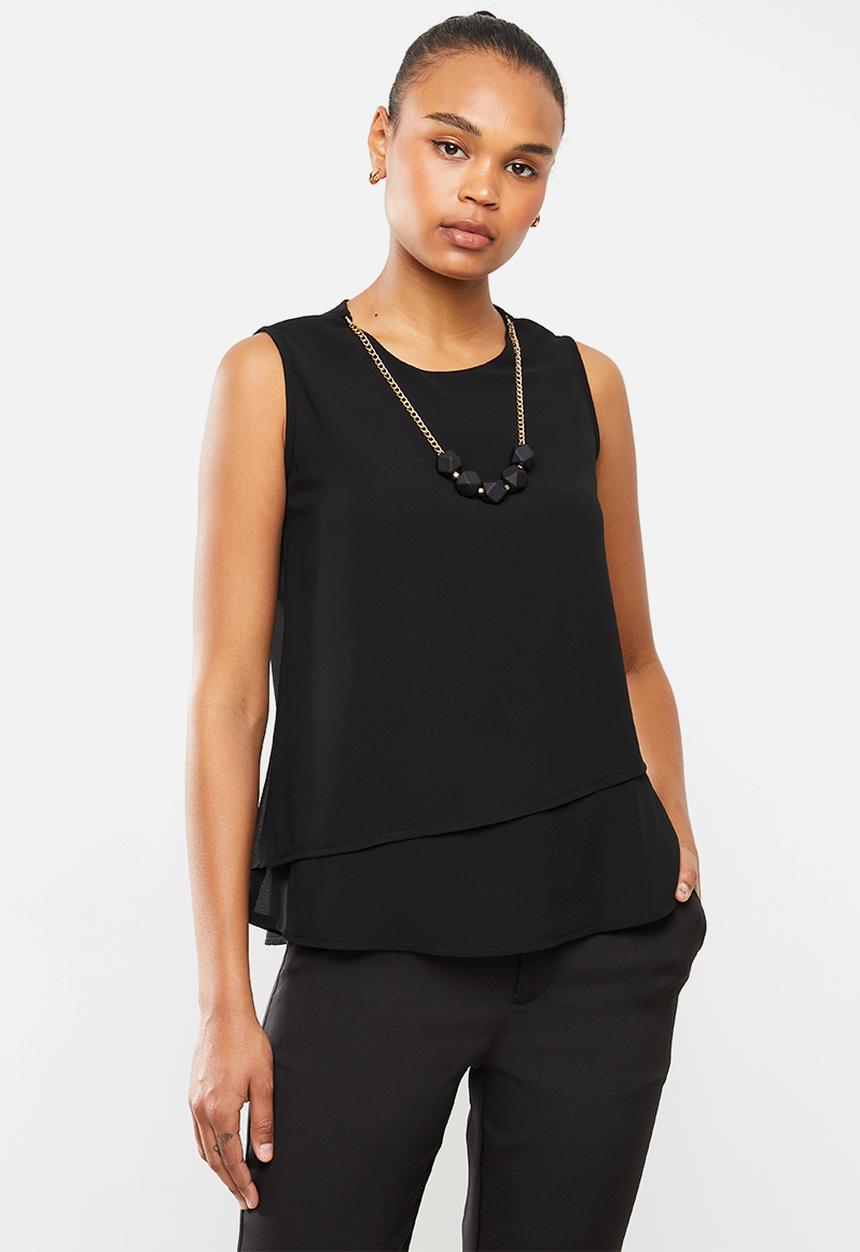 edit - Double layer chain vest - black