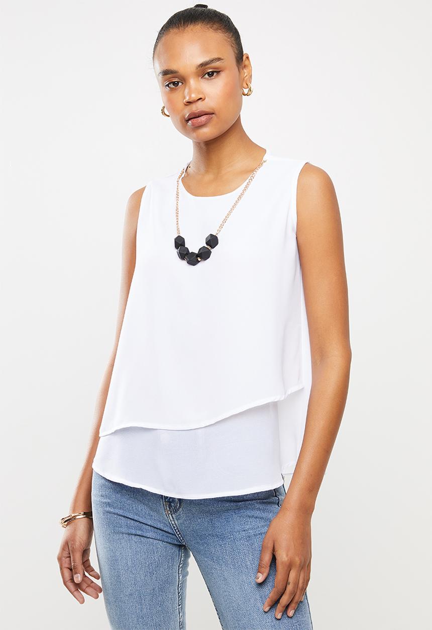 edit - Double layer chain vest - milk