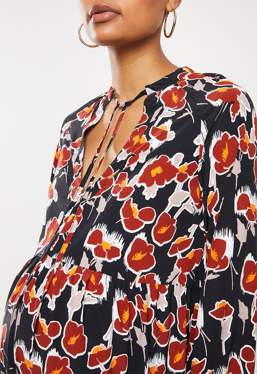 Glamorous - Maternity floral tunic - black rust
