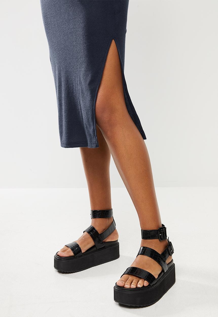 Glamorous - Maternity bodycon turtle neck midi with slit - navy