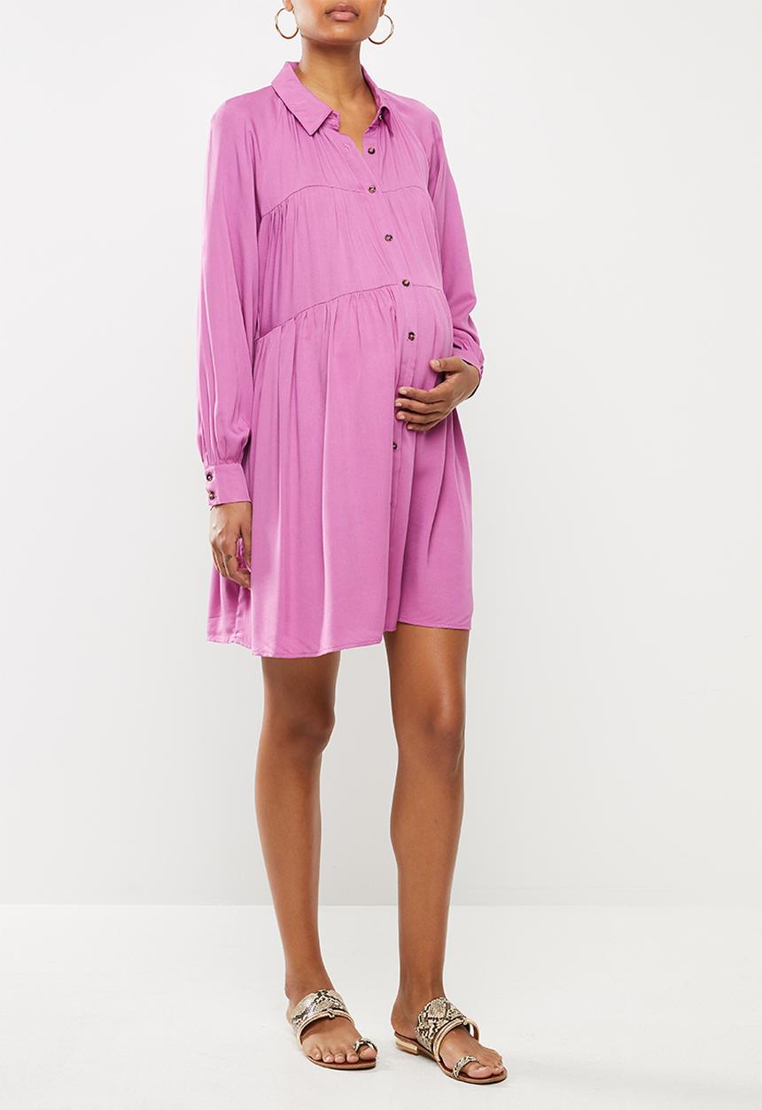Glamorous - Maternity tiered long sleeve dress - orchid