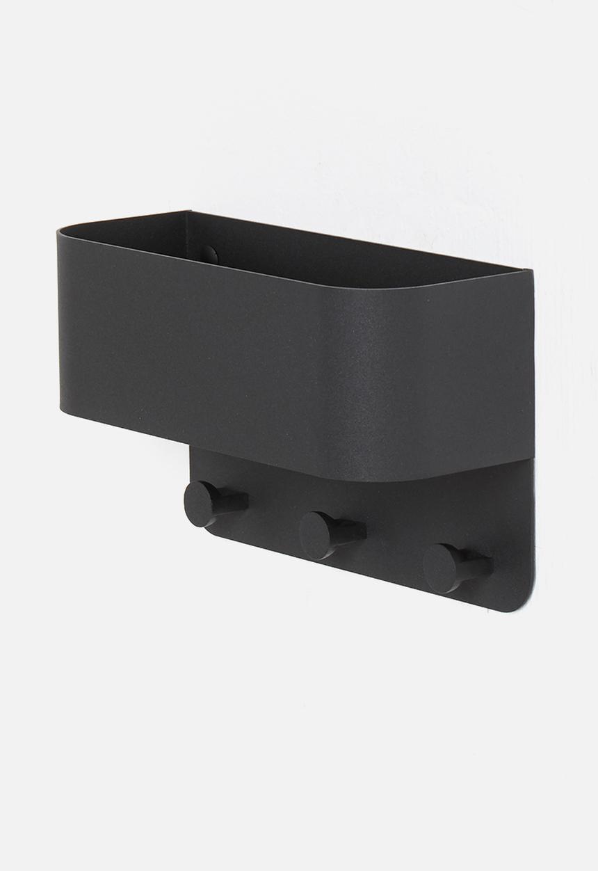 Smart Shelf - Bathroom caddy with hooks - black