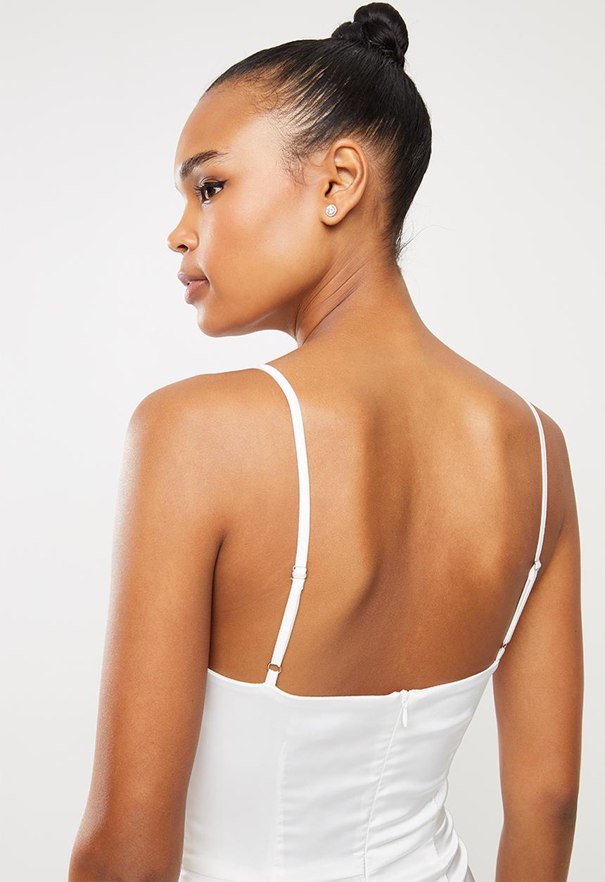 Missguided - Diamante lace satin cut out mini dress - white