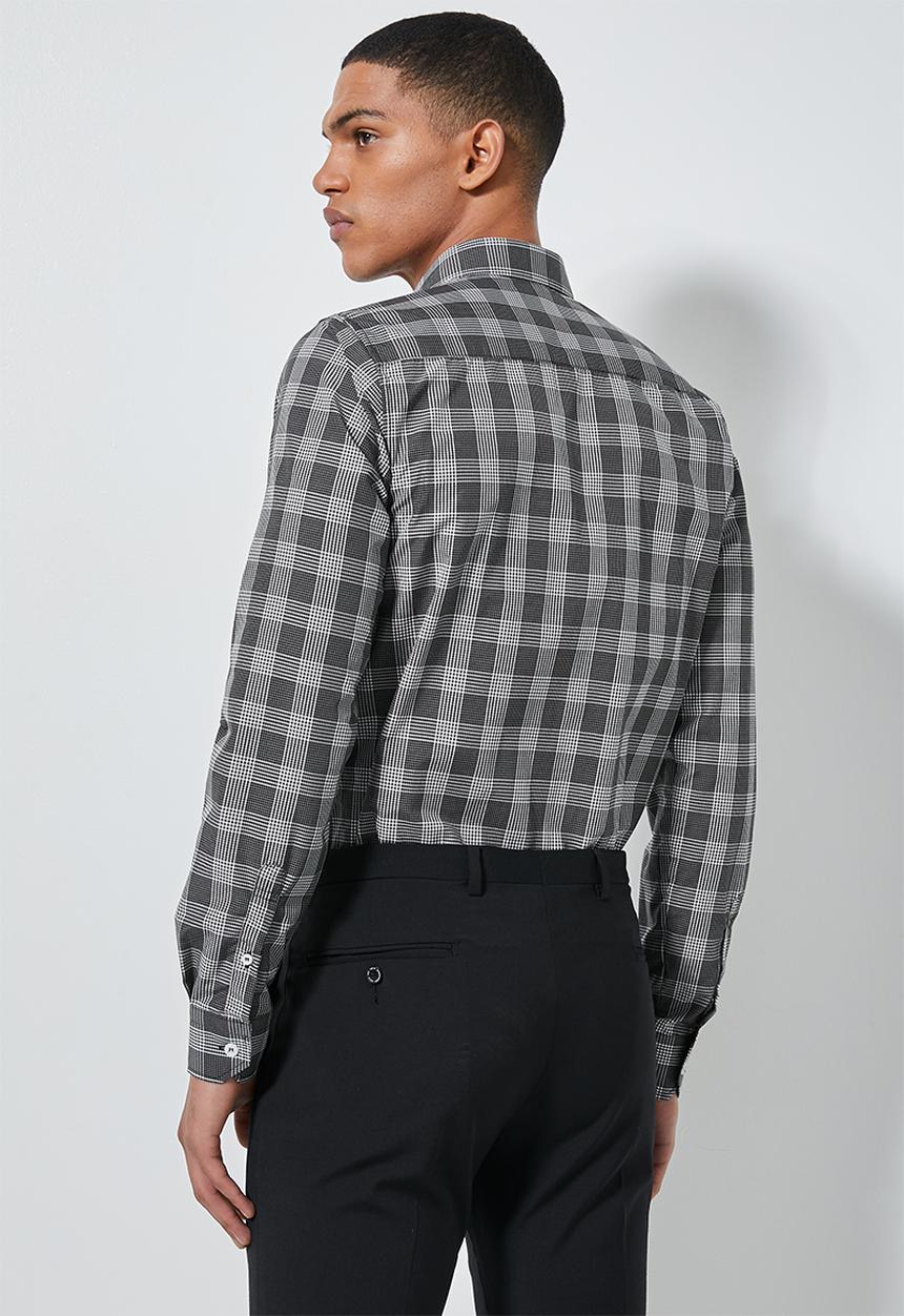 Superbalist - Jos slim fit long sleeve shirt - black & white 