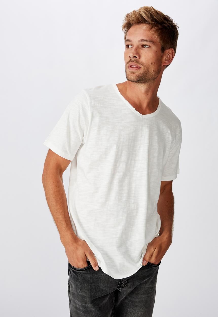 Cotton On - Slub v neck tee - vintage white