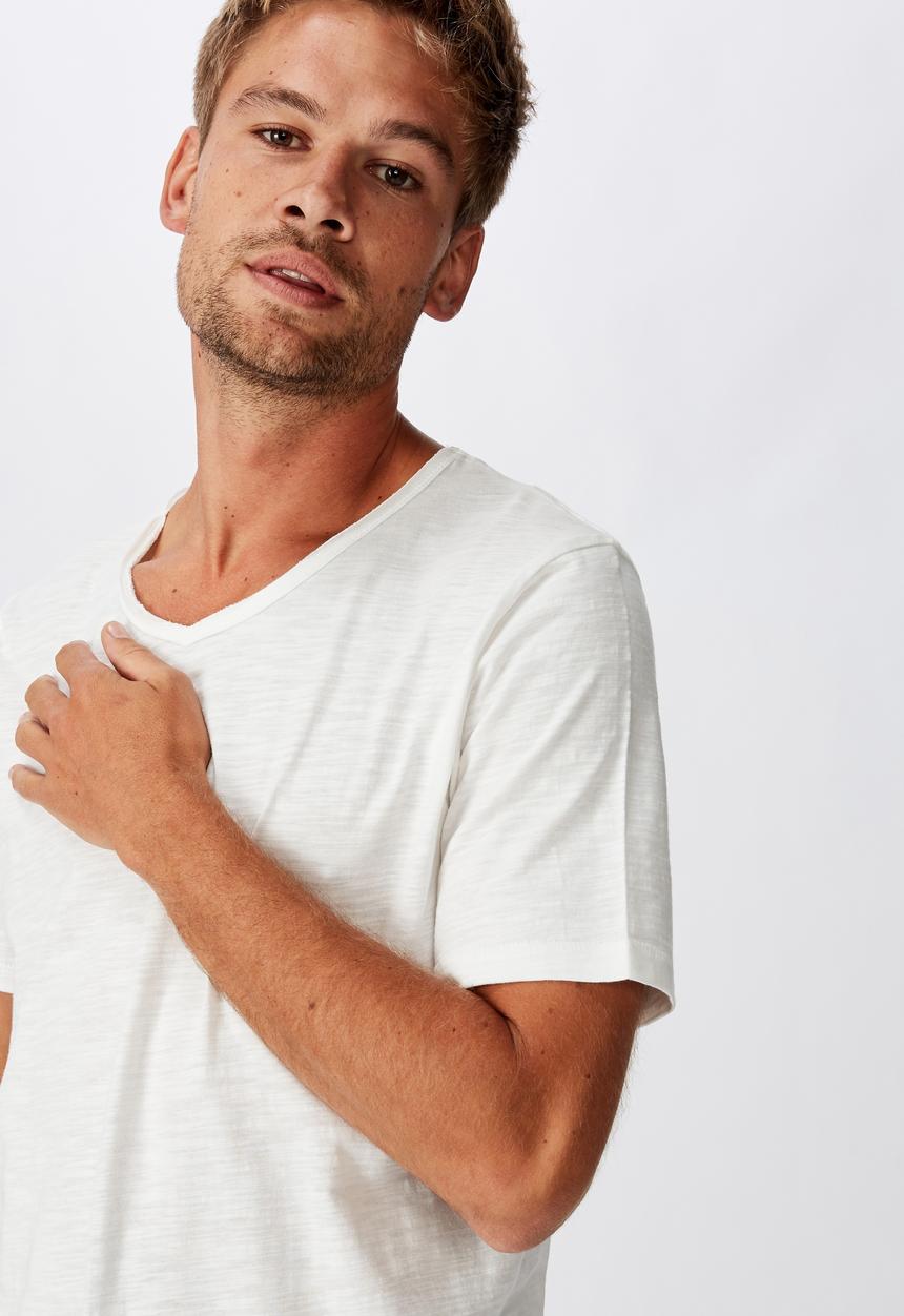 Cotton On - Slub v neck tee - vintage white