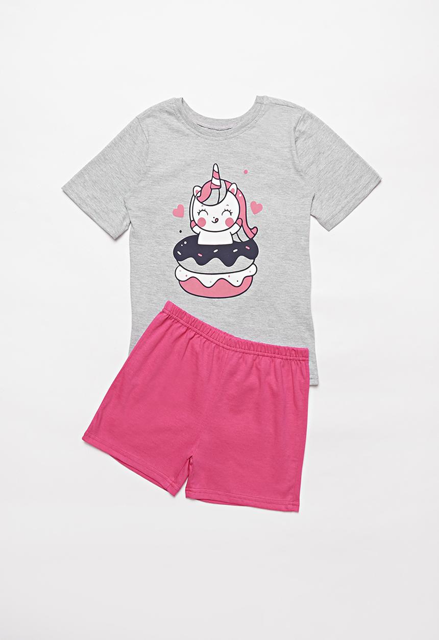 Pop Candy - Girls pyjama set - grey & pink