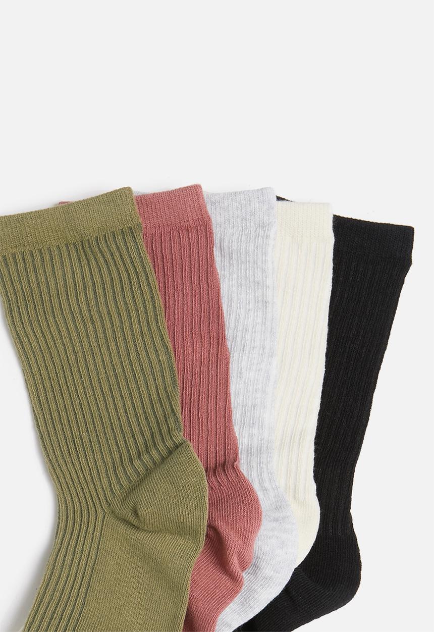 Cotton On - 5 Pack everyday rib sock - multi 