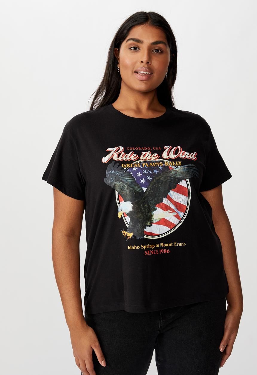 Cotton On - Curve graphic license tee - ride the wind/black