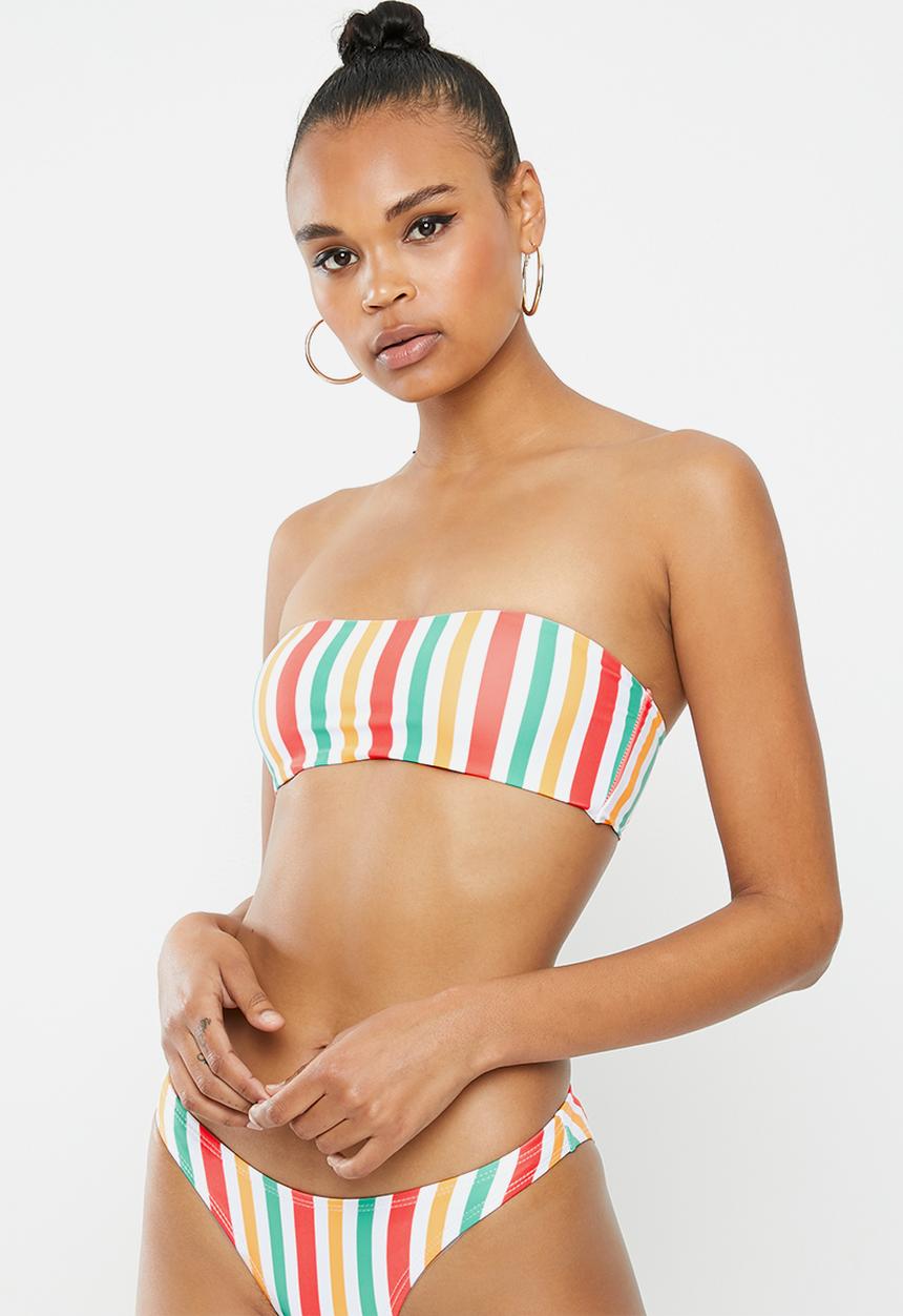 Missguided - Stripe bandeau bikini top - multi