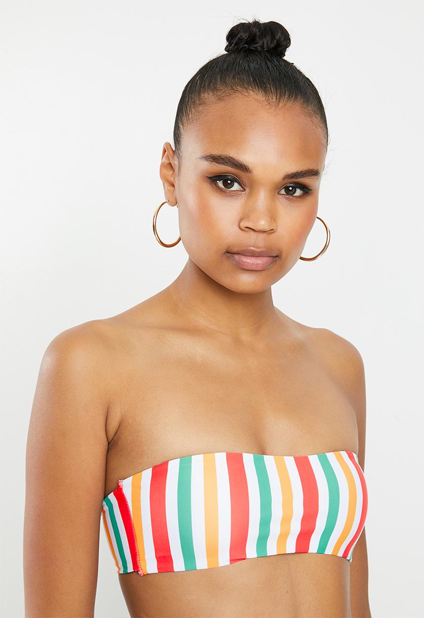 Missguided - Stripe bandeau bikini top - multi