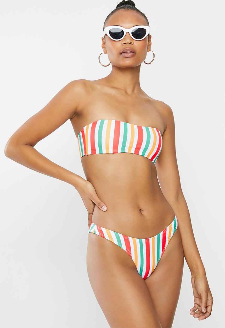 Missguided - Stripe bandeau bikini top - multi