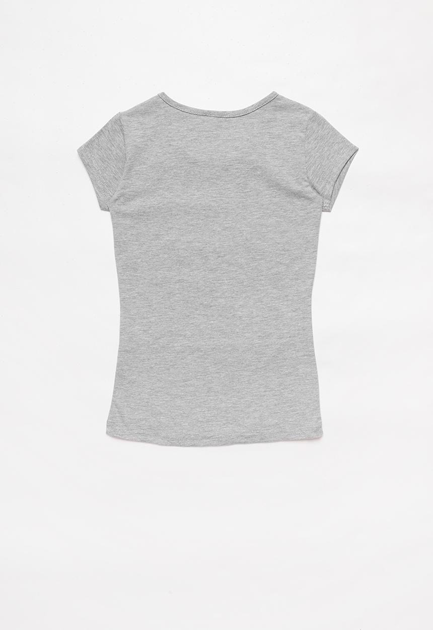 Rebel Republic - Girls slogan tee - grey