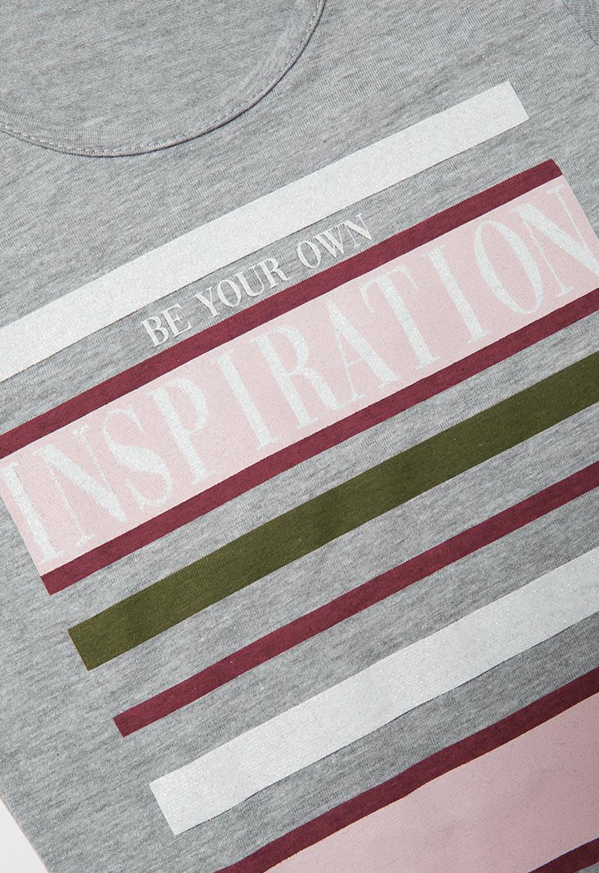 Rebel Republic - Girls slogan tee - grey
