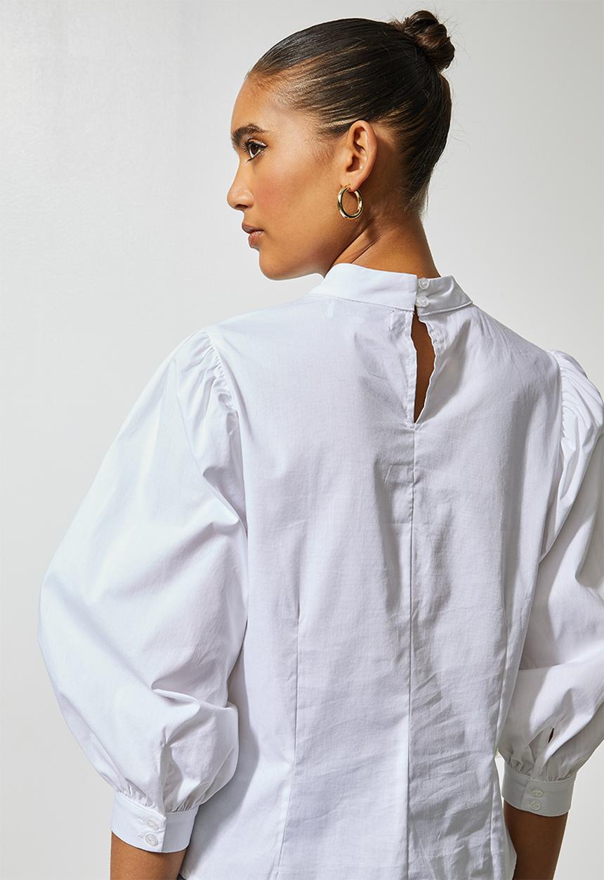 Superbalist - High neck puff sleeve blouse - white