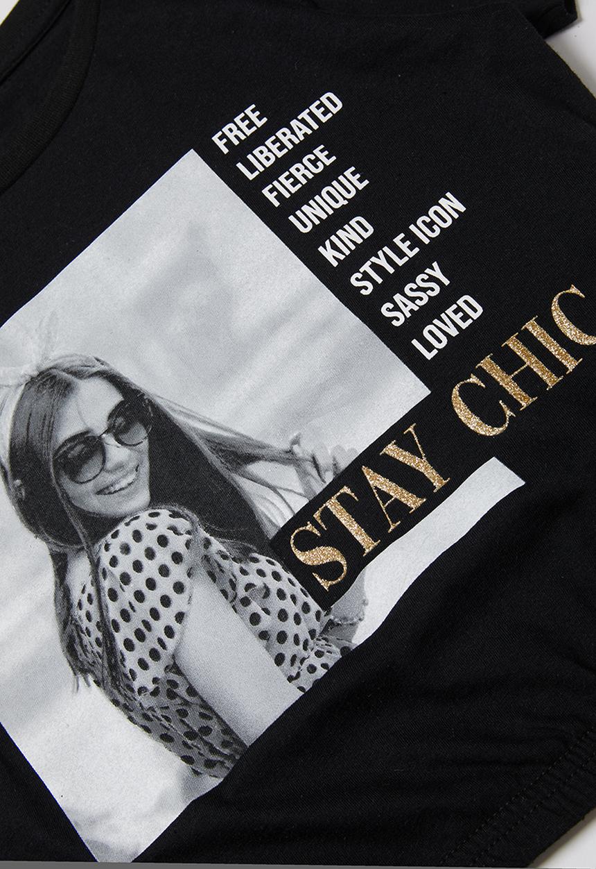 Rebel Republic - Tee with photographic print - black