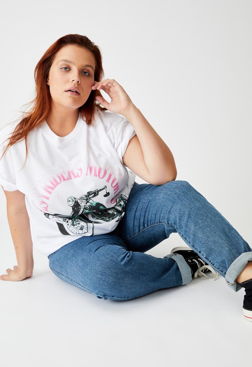 Cotton On - Curve oversized graphic tee - white