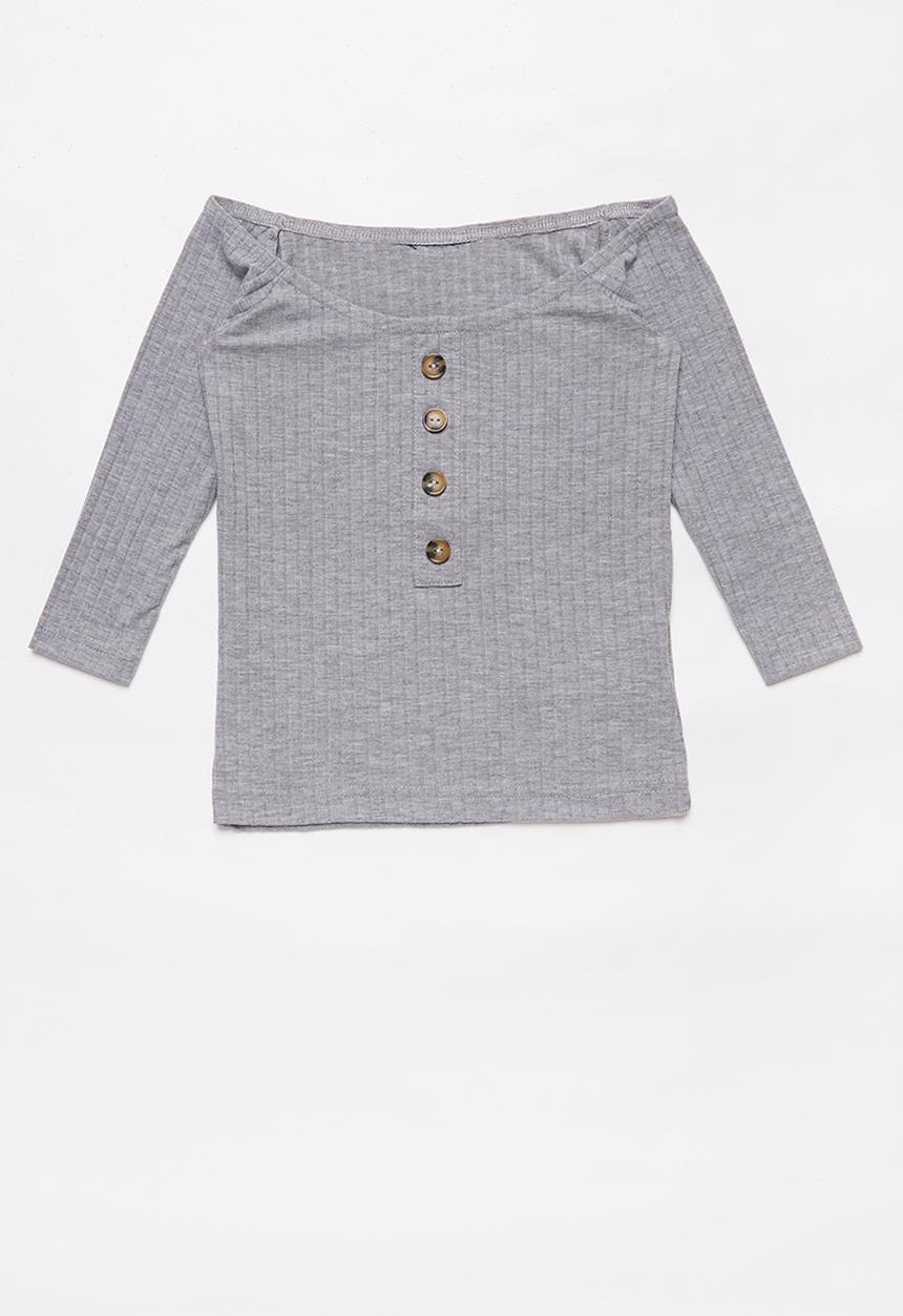 Rebel Republic - Girls rib top - grey 