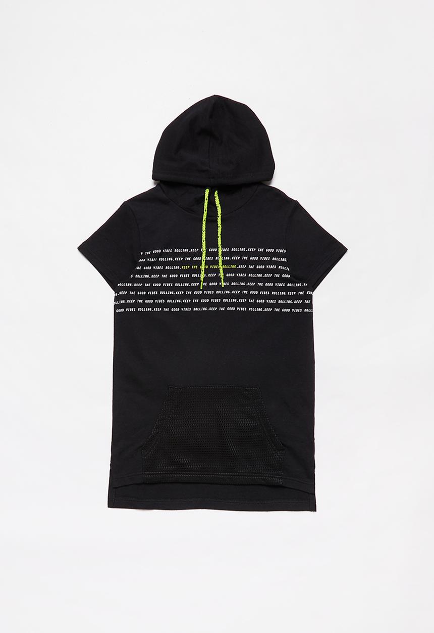 Rebel Republic - Boys hooded graphic tee - black
