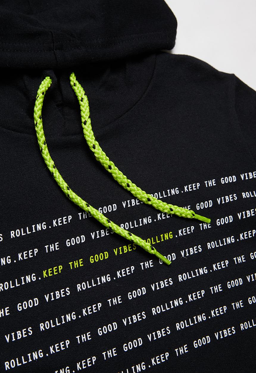 Rebel Republic - Boys hooded graphic tee - black