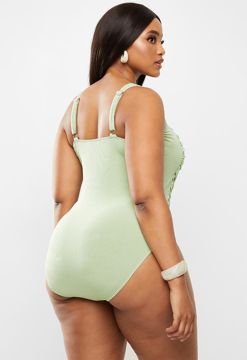Bacon Bikinis - Ruched one piece - green