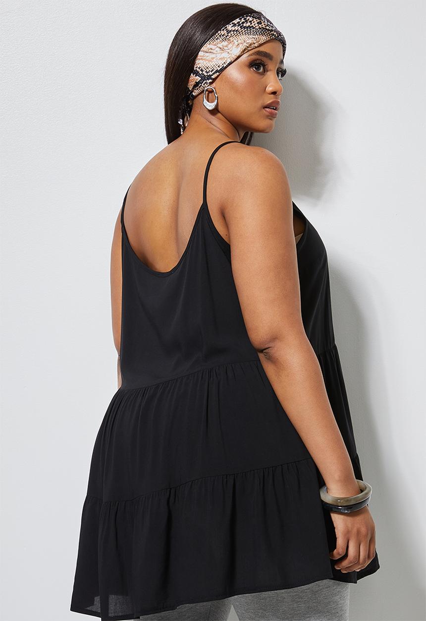 Superbalist - Tiered longer length cami -  black