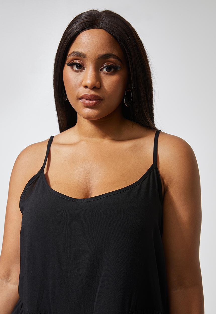 Superbalist - Tiered longer length cami -  black