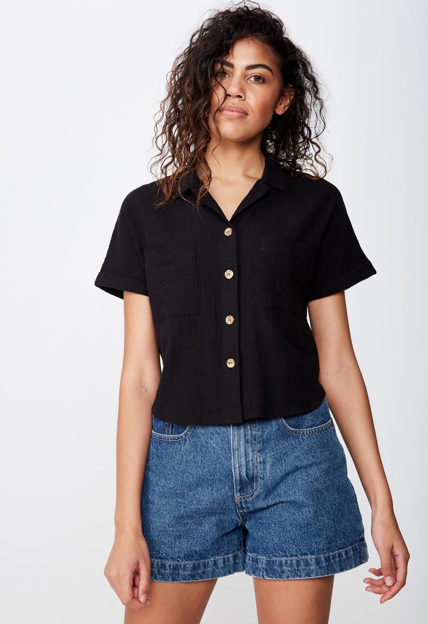 Cotton On - Erin short sleeve shirt - black