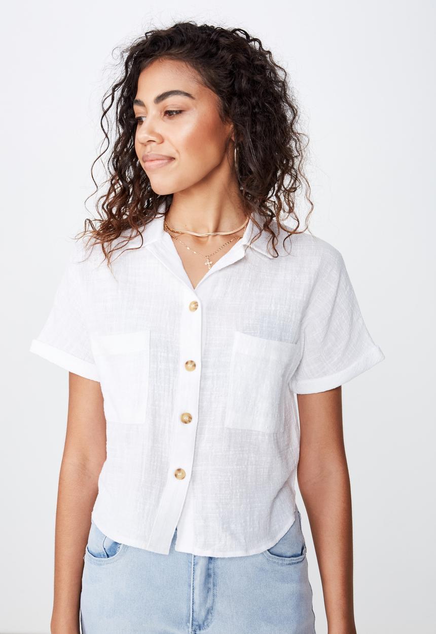 Cotton On - Erin short sleeve shirt - white