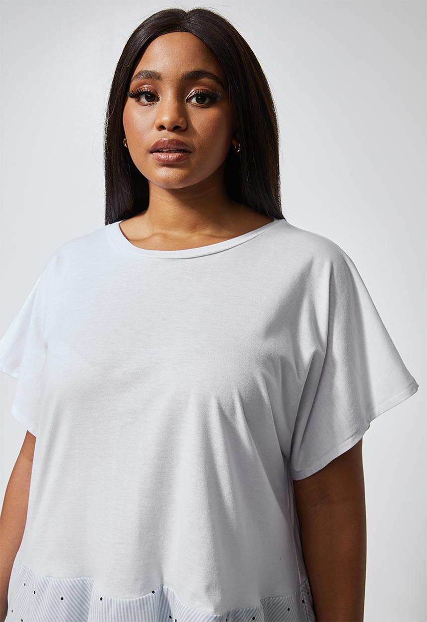 Superbalist - Colourblock peplum tee - white